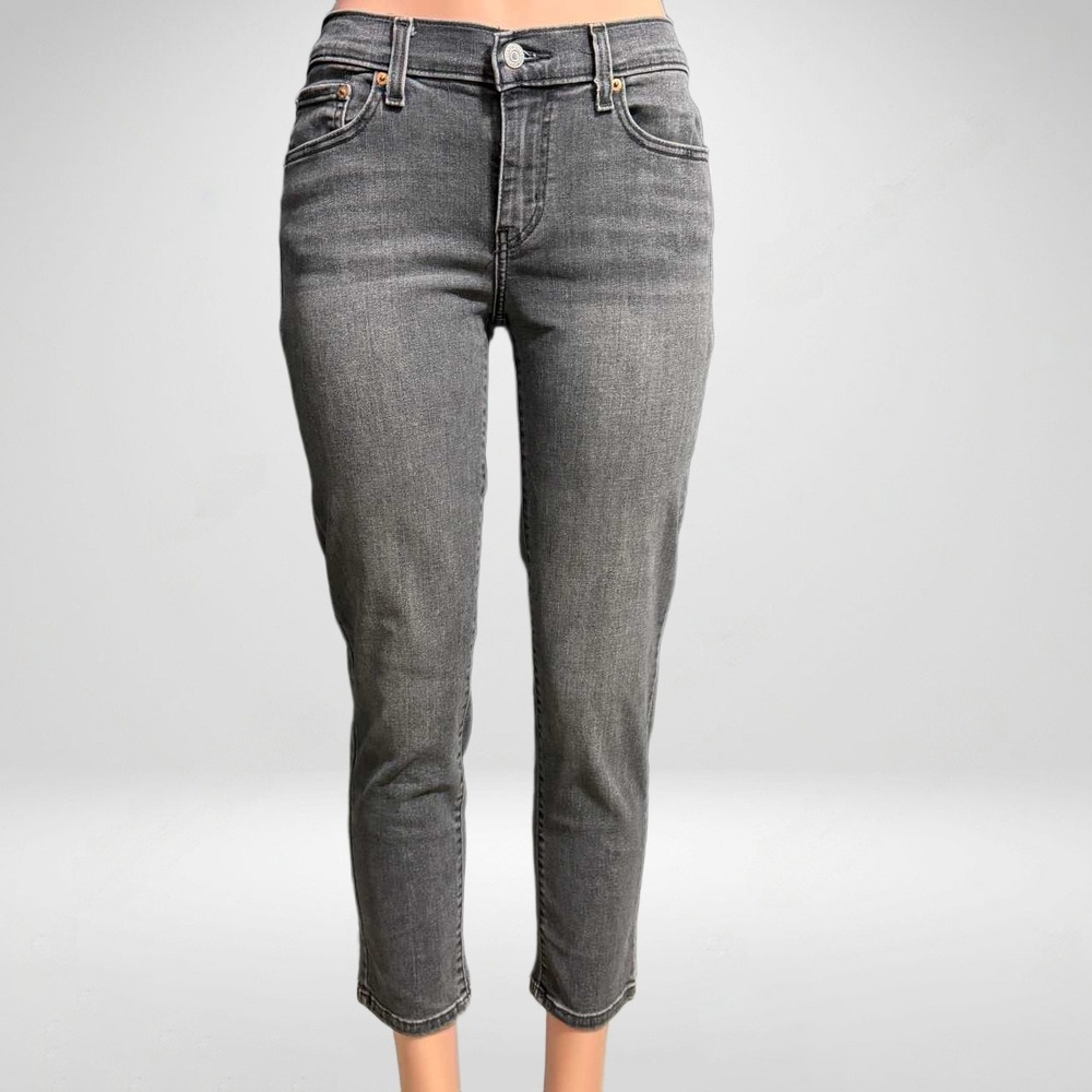 Levis Boyfriend Jeans Womens 28 Black Gray Mid Rise Cropped Denim 19887-0242